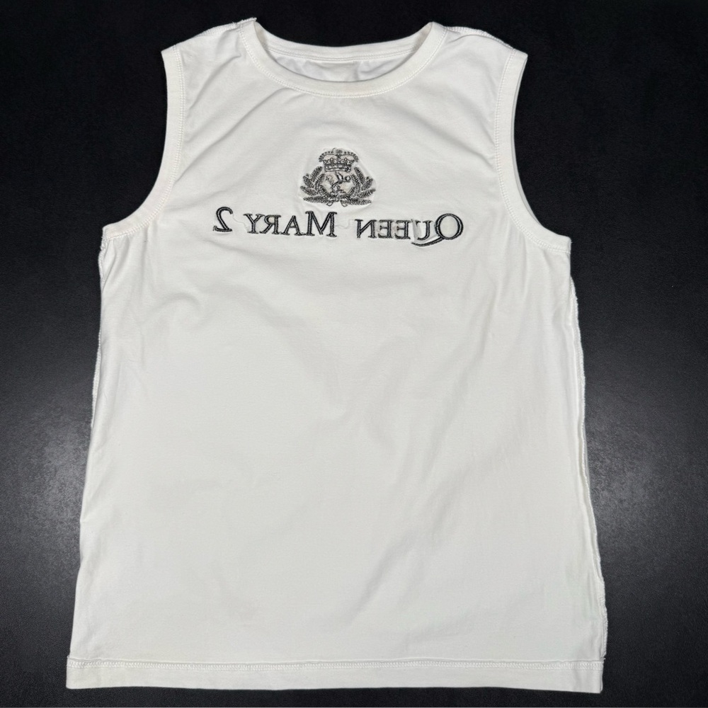 Vtg QUEEN MARY 2 Transatlantic Cruise Ship Sleeveless Embroidered T-Shirt - Picture 8 of 11